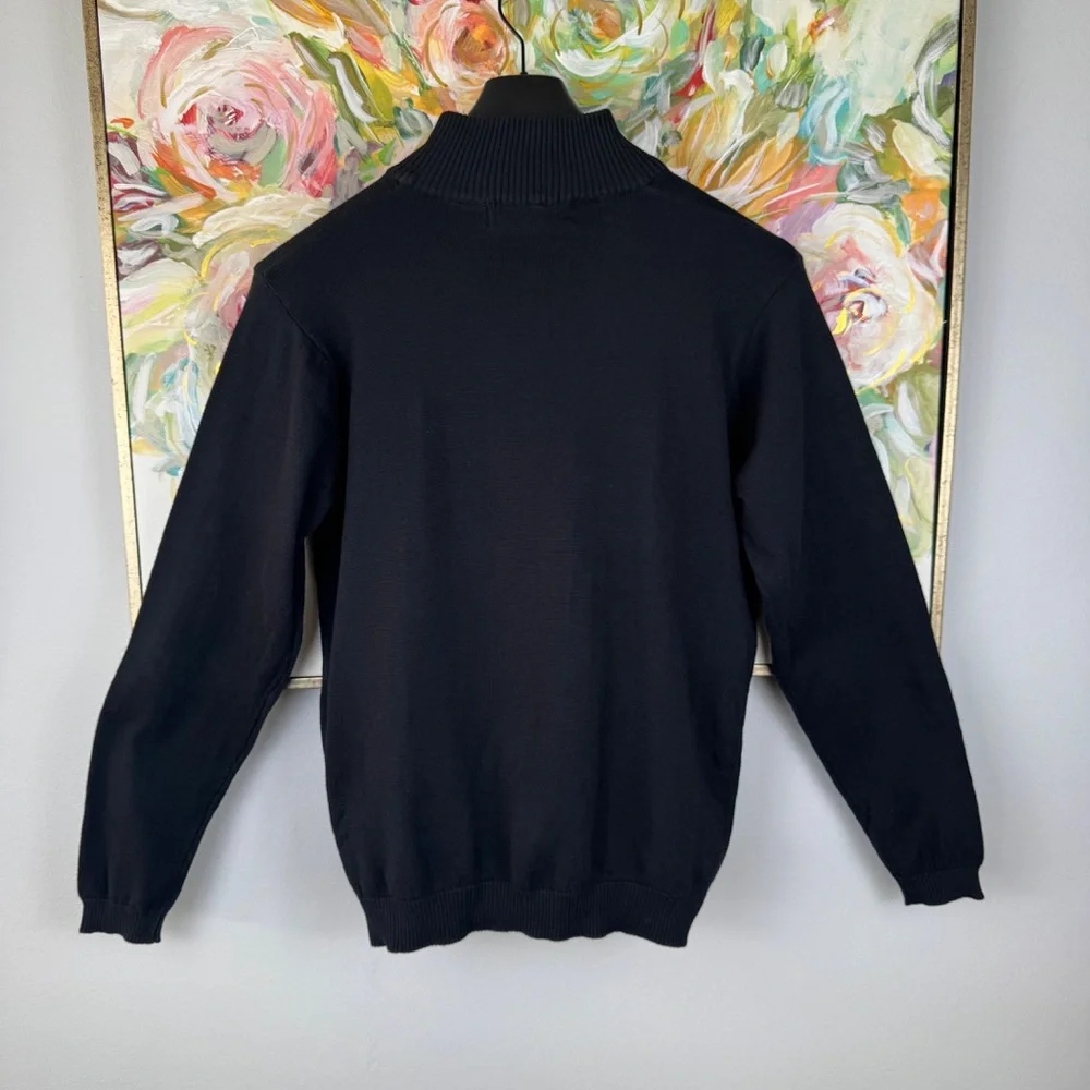Oscar de la Renta Men’s Quarter Zip Sweater – Black - Picture 9 of 10